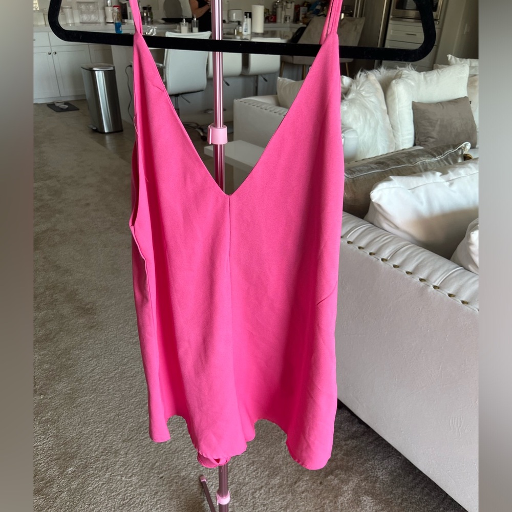 Low back hot pink romper